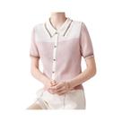 Camiseta Feminina Casual de Malha - Gola Virada, Manga Curta, Verão