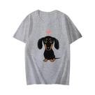 Camiseta Feminina Casual De Verão Com Estampa De Coração De Dachshund Preto E Marrom, Estilo Retrô