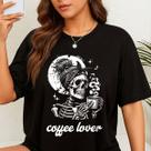 Camiseta Feminina Caveira Love Coffee Amo Café Preta Camiseta Feminina Caveira Love Coffee Amo Café Preta