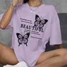 Camiseta Feminina Colorida Champanhe Palha Blusa Oversized Unissex Estampa Beautiful Butterfly Cami