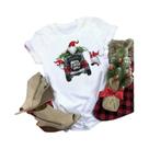 Camiseta Feminina Com Estampa De Árvore De Natal, Casual, Solta, Manga Curta, Estilo Retrô Dos Anos