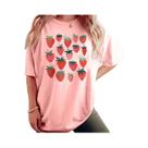 Camiseta Feminina Com Estampa De Morango, Gola Redonda, Casual, Manga Curta Para Primavera E Verão