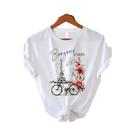 Camiseta Feminina Com Estampa De Texto Bonjour Paris, Manga Curta, Camiseta Gráfica Casual Camiseta Feminina Com Estampa De Texto Bonjour Paris, Manga Curta, Camiseta Gráfica Casual