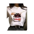 Camiseta Feminina Com Estampa Nutella, Anos 90, Harajuku, Kawaii, Desenho Fofo, Estilo Coreano, Camiseta Feminina Com Estampa Nutella, Anos 90, Harajuku, Kawaii, Desenho Fofo, Estilo Coreano,