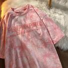 Camiseta Feminina Coreana De Manga Curta Com Bordado Tie-Dye E Letras, Tendência Y2K De Verão