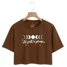 Camiseta Feminina Cropped Básica De Malha Algodão Lua