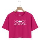 Camiseta Feminina Cropped Básica De Malha Algodão Lua