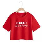 Camiseta Feminina Cropped Básica De Malha Algodão Lua