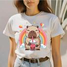 Camiseta Feminina de Capivara Blusa Estampada Exclusiva 100% Algodão Premium SUPER
