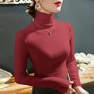 Camiseta Feminina De Fleece Com Gola Alta E Manga Longa, Pullover Quente Para Outono E Inverno, Top