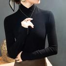 Camiseta Feminina de Lã com Gola Alta - Manga Comprida, Quente e Casual - Estilo Coreano