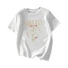 Camiseta Feminina De Manga Curta Com Gola Redonda E Estampa De Letras E Anjos, Top Elástico Camiseta Feminina De Manga Curta Com Gola Redonda E Estampa De Letras E Anjos, Top Elástico