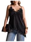 Camiseta feminina de renda BEAUDRM plus size com decote em V assimétrica
