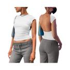 Camiseta Feminina De Verão Com Decote Redondo E Costas Descobertas, Ajuste Slim, Manga Curta, Moda