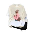 Camiseta Feminina De Verão Com Estampa Coreana, Manga Curta, Casual, Gola Redonda, Estilo Harajuku