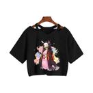 Camiseta Feminina Demon Slayer Nezuko Kimetsu No Yaiba Crop Top Tanjirou Kamado Anime Manga