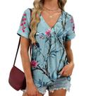 Camiseta feminina Domirica Japanese Cloud Pattern com decote em V 2GG Camiseta feminina Domirica Japanese Cloud Pattern com decote em V 2GG
