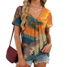 Camiseta feminina Domirica Japanese Cloud Pattern com decote em V 2GG Camiseta feminina Domirica Japanese Cloud Pattern com decote em V 2GG