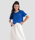 Camiseta Feminina em Meia Malha Brasil Dianna Azul Camiseta Feminina em Meia Malha Brasil Dianna Azul