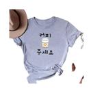 Camiseta Feminina Engraçada Com Estampa De Café E Hangul Coreano, Estilo Streetwear, Design De
