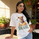 Camiseta Feminina Estampa Silkscreen O Melhor do Brasil Algodão Penteado Confortável Camiseta Feminina Estampa Silkscreen O Melhor do Brasil Algodão Penteado Confortável