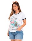 Camiseta Feminina Estampada Manga Curta Tedência 100% Soft Camiseta Feminina Estampada Manga Curta Tedência 100% Soft