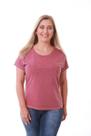 Camiseta Feminina Estonada Marsala Estampa Borboleta Relevo