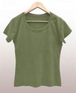 Camiseta Feminina Estonada Oliva - 100% Algodão, Selo BCI, Tamanhos P ao GG