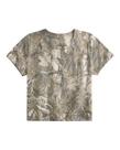Camiseta feminina Eutten Camo Crop Top com gola redonda com estampa de folhas de ácer Camiseta feminina Eutten Camo Crop Top com gola redonda com estampa de folhas de ácer