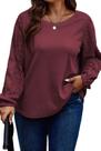 Camiseta feminina Eytino plus size Hollow Out de manga comprida 4X