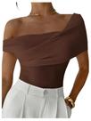 Camiseta feminina Floerns Elegant Off The Shoulder, marrom Camiseta feminina Floerns Elegant Off The Shoulder, marrom