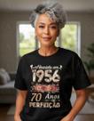 Camiseta Feminina Floral Nascida 1956 70 Anos 100% Algodao Premium Camiseta Feminina Floral Nascida 1956 70 Anos 100% Algodao Premium