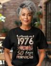 Camiseta Feminina Floral Nascida 1976 50 Anos 100% Algodao Premium Camiseta Feminina Floral Nascida 1976 50 Anos 100% Algodao Premium