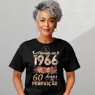 Camiseta Feminina Floral Nascida Em 1966 60 Anos 100% Algodao Premium