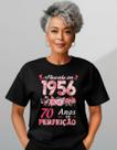 Camiseta Feminina Floral Rosa Nascida 1956 70 Anos 100% Algodao Premium Camiseta Feminina Floral Rosa Nascida 1956 70 Anos 100% Algodao Premium