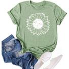 Camiseta feminina GLIGLITTR com estampa de girassol de verão verde claro