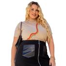 Camiseta Feminina Gola Alta Moda Plus Size 100% Algodão Estampa Arco-íris Frase Motivacional