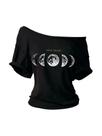 Camiseta feminina gótica ombro a ombro com estampa de lua SweatyRocks tamanho M