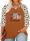 Camiseta feminina HDLTE tamanho grande, abóbora de Halloween, manga 3/4 Camiseta feminina HDLTE tamanho grande, abóbora de Halloween, manga 3/4