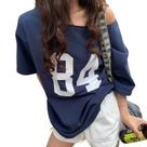 Camiseta feminina heyheyshine de tamanho grande sem ombro Camiseta feminina heyheyshine de tamanho grande sem ombro