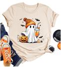 Camiseta feminina LANMERTREE Halloween Ghost, linda, tamanho M