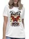 Camiseta feminina life inc foreve borboleta blusa camisa