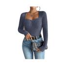 Camiseta Feminina Manga Comprida Gola Diamante - Outono/Inverno - Moda Casual