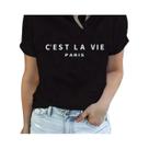 Camiseta Feminina Manga Curta - Estampa Paris - Gola Redonda - Casual (Primavera/Verão) Camiseta Feminina Manga Curta - Estampa Paris - Gola Redonda - Casual (Primavera/Verão)