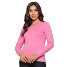 Camiseta Feminina Manga Longa Algodão Gola Redonda Blusinhas Femininas Confortáveis Basicas