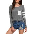 Camiseta Feminina Manga Longa Cinza Casual de Inverno Moda Jovem tamanho P