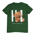 Camiseta Feminina Masculina Estampa Urso Hi Nice To Meet You Algodão Slim