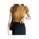 Camiseta Feminina Meia Gola Alta - Estilo Coreano Casual - Primavera/Verão