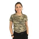 Camiseta Feminina Militar Baby Look Camuflada Digital Areia