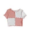 Camiseta feminina Milumia Rib Knit Color Block Crop rosa/branca 8Y
